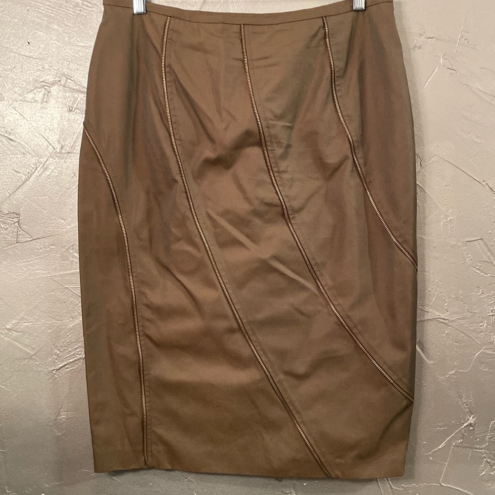 LAFAYETTE 148 New York Skirt Iridescent green with zipper details size 14